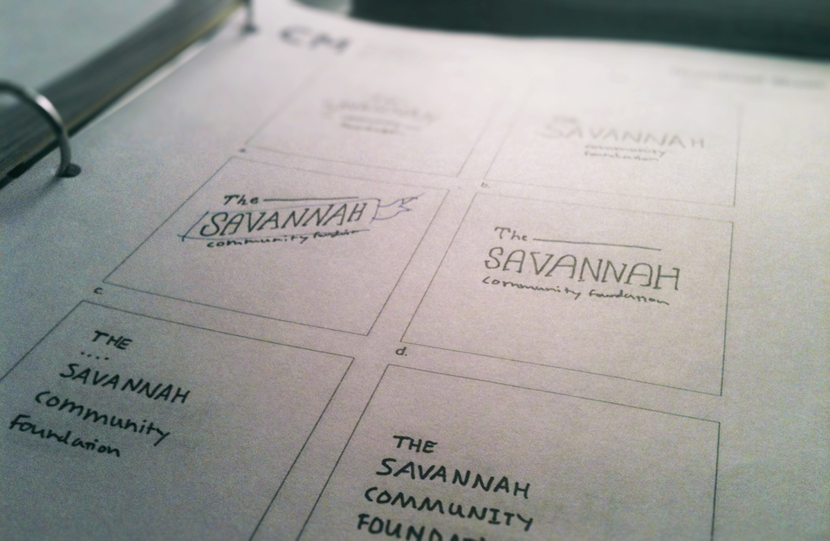 logo brochure design color sketch non-profit Savannah SCAD student green thumbnails black White