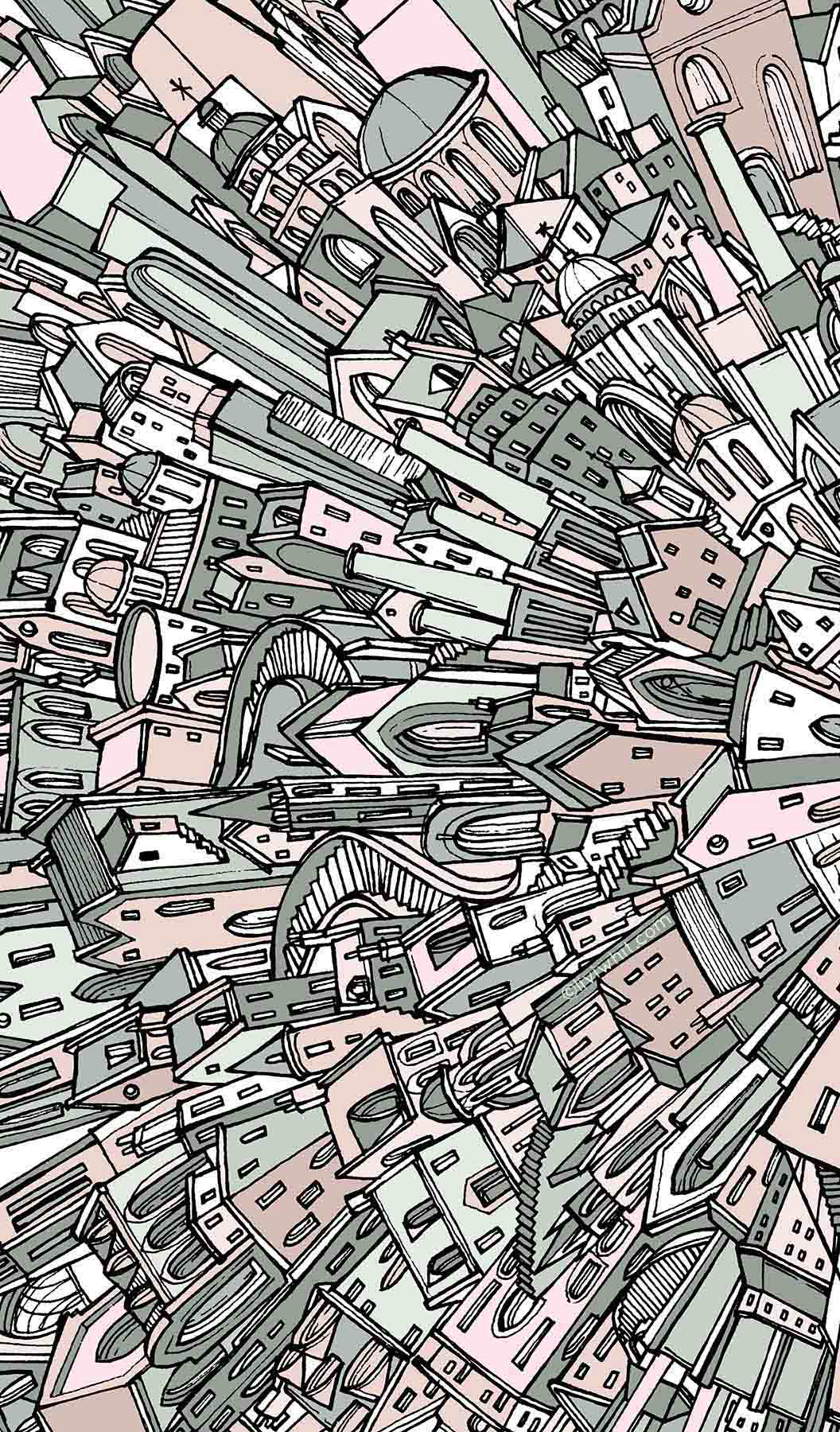city London lost metropolis Aerial lonely buildings utopia