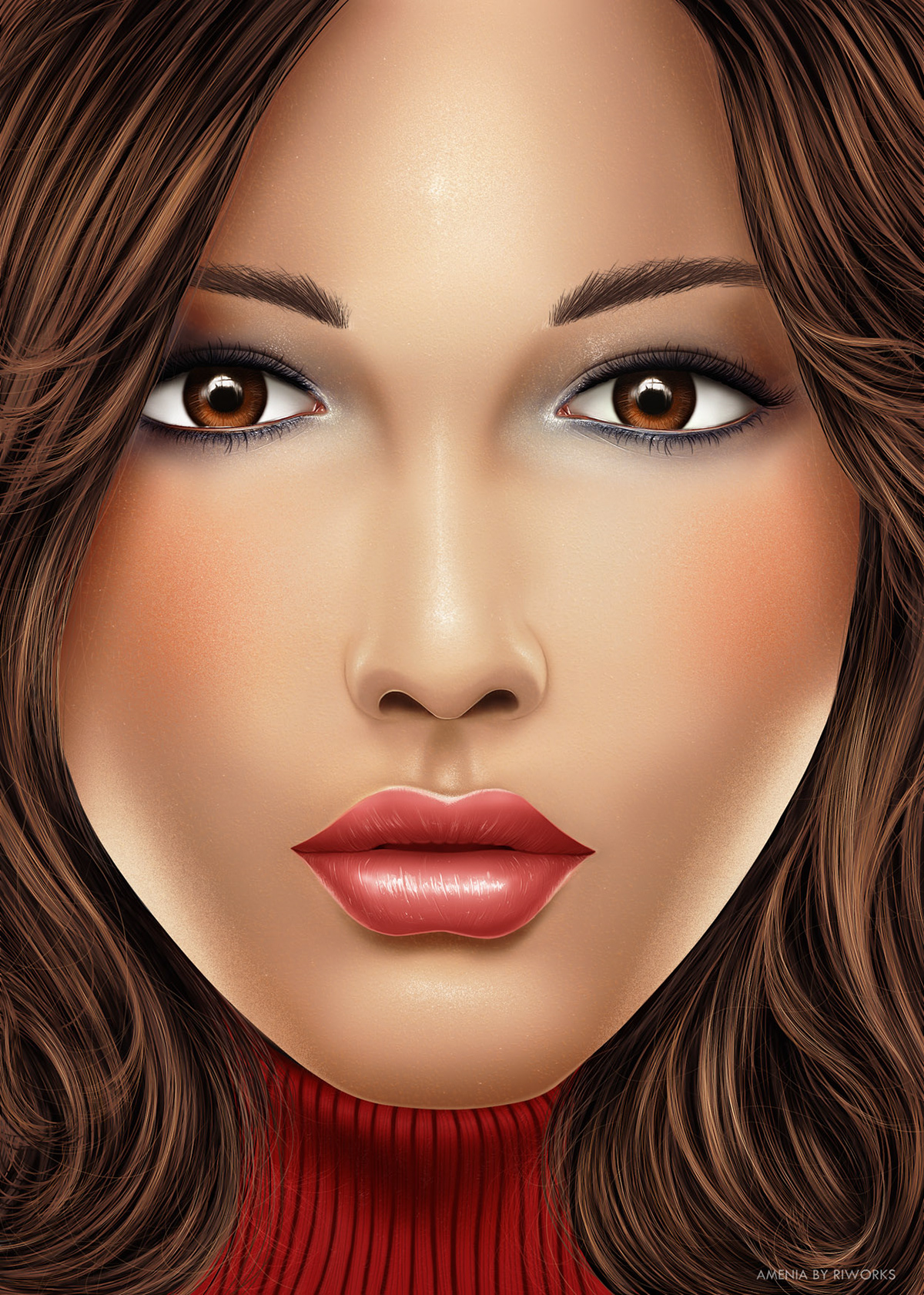 digital painting Amenia realistic brown girl