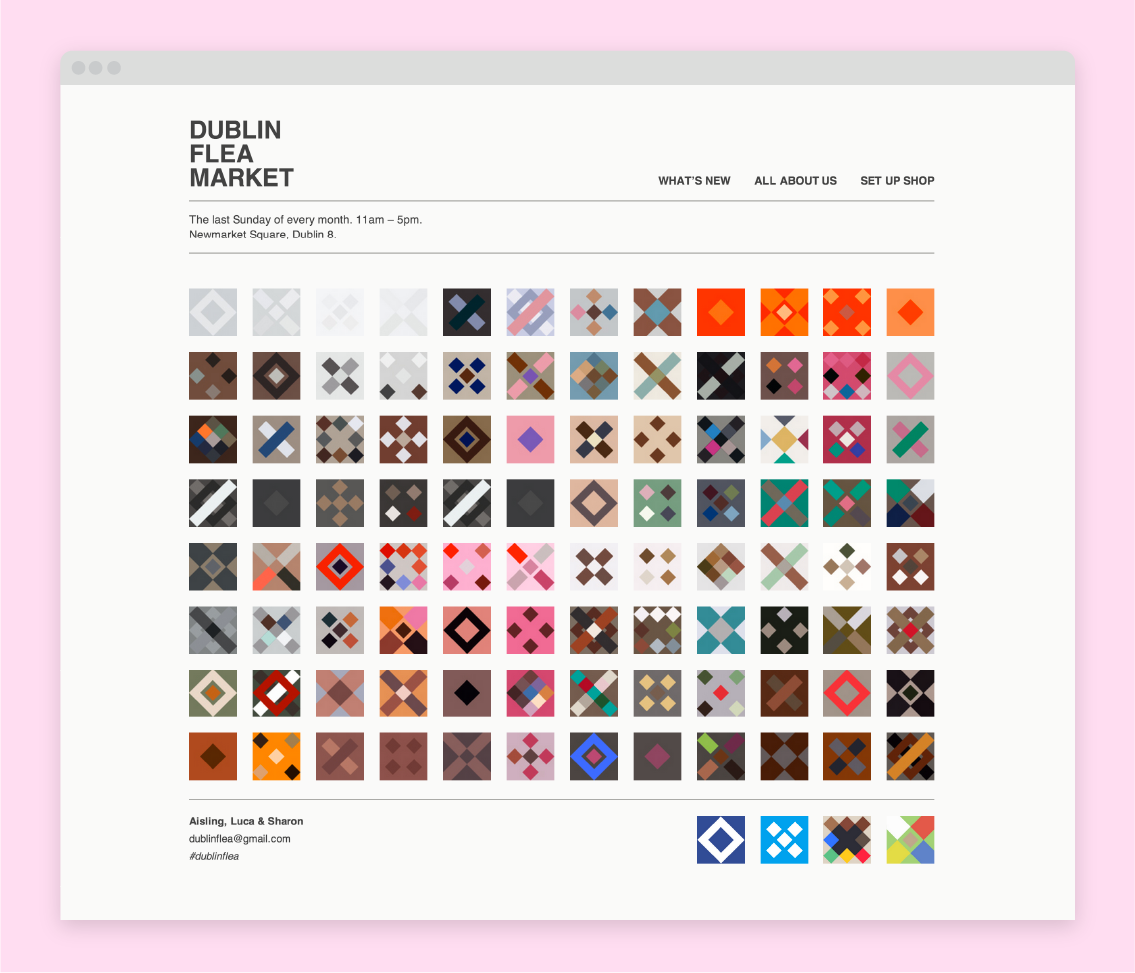 dublin flea market Website colour photo pattern textile people bargain Hipster navigation UI ux