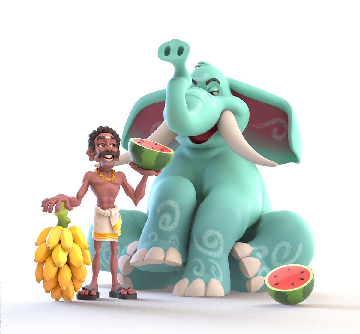 cartoon ILLUSTRATION  Behance 3D visualization kerala animals elephant colour Game Art
