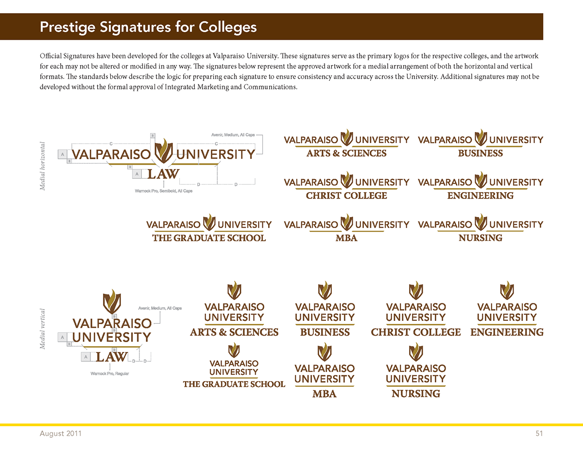 logo identity visual design design system college University Valparasio VALPO