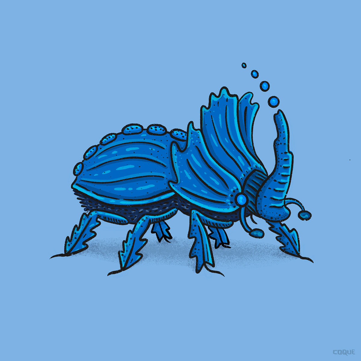 beetle blue Drawing  ILLUSTRATION  insect Procreate