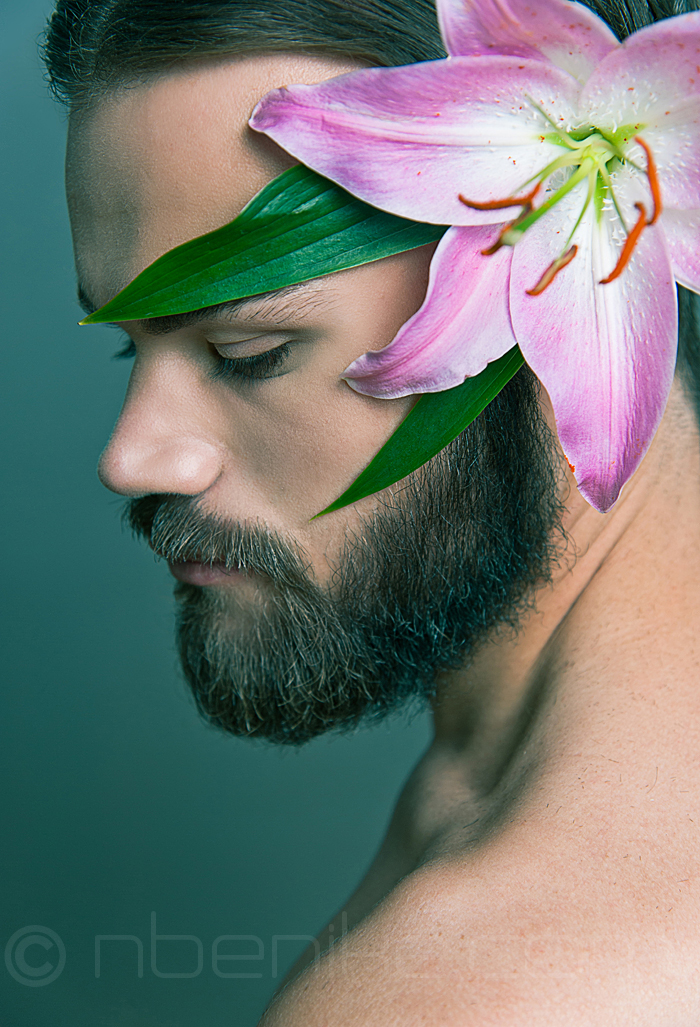 Male Editorial Flowers beauty portrait