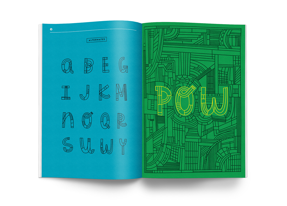 Typeface whimsy line illustration font specimen book book