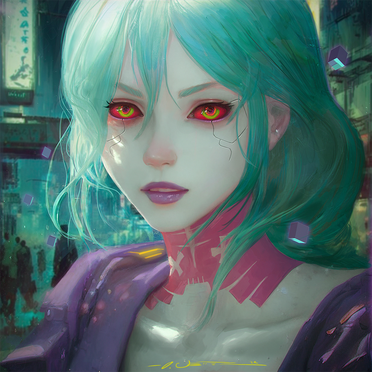 Character design  cyberpunk 2077 cyperpunk Digital Art  edgerunners ILLUSTRATION  Lucy painting   portrait Rebecca