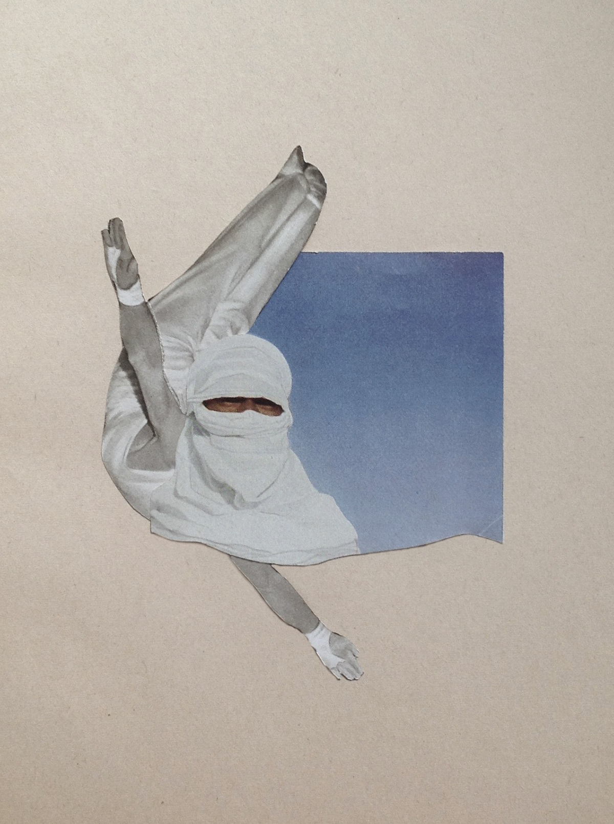 gymnastics analog collage cut and paste hand made frederun SKY plane monochrome Minimalism turban White clean Dada