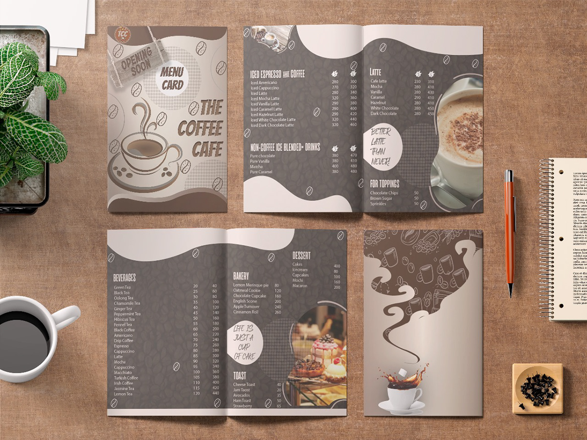 menu Food  Graphic Designer adobe illustrator menu design Menu Card tea Coffee restraunt menubranding