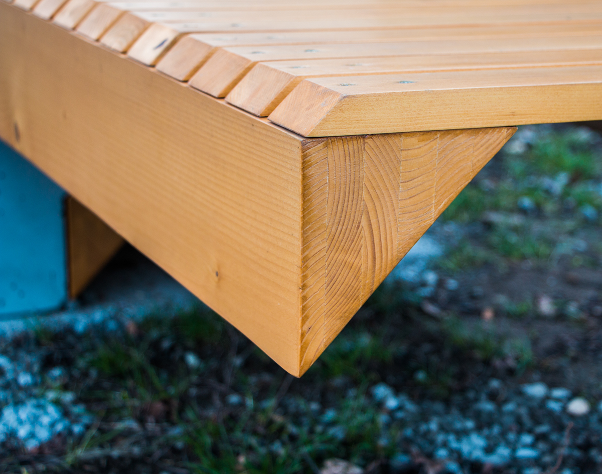 bench public public space wood concreat cube Transformation design craft