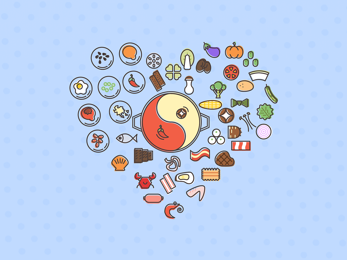 hot pot interaction motion Icon Food  framer prototype meat menu seafood vegetables