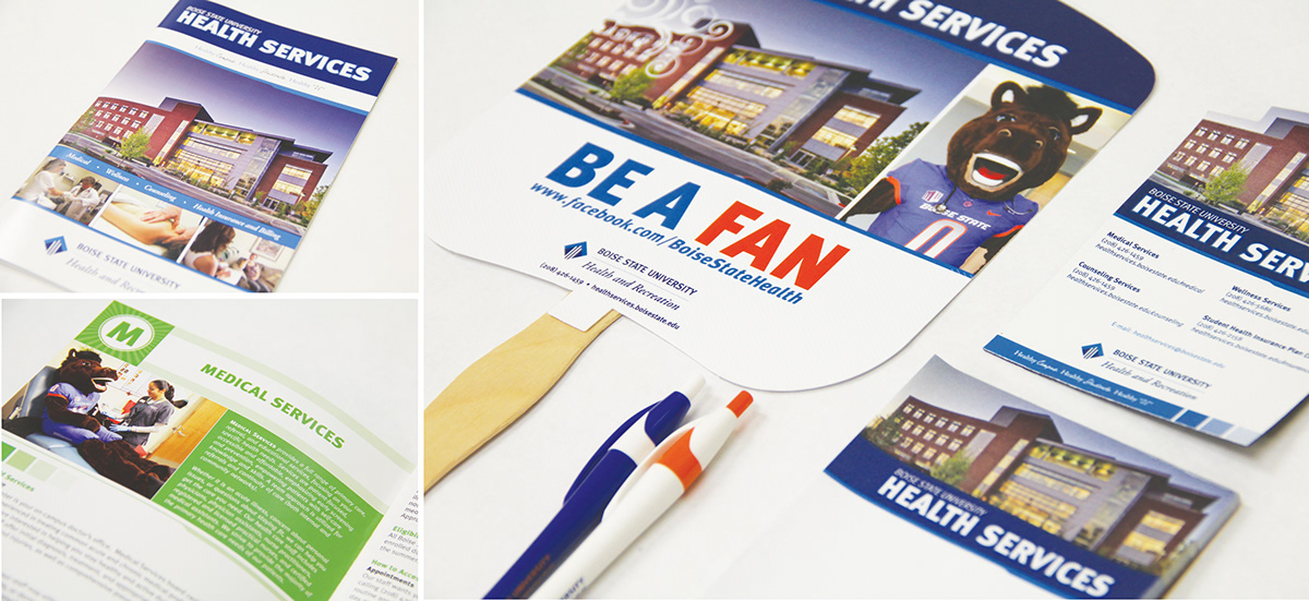 Health Services boise state higher education Health Booklet promotional items magnet Collateral design facilty health center Collegiate editorial
