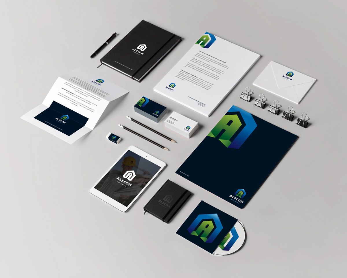alecon ramy mohamed egypt alexandria Hilton logo mock up stationary Corporate Identity brand contracting constructing real estate Creative Design ID