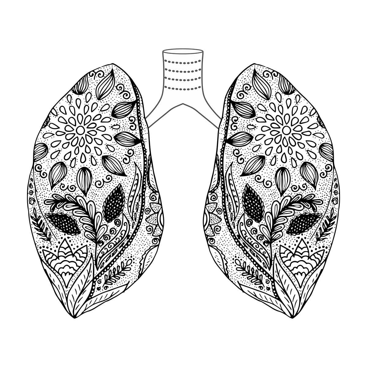 hand drawn organ heart liver lungs doodle floral body medical doodling