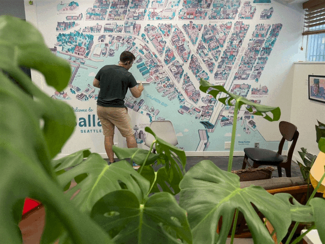 seattle map local digitalart Ballard Washington Mural vector wall
