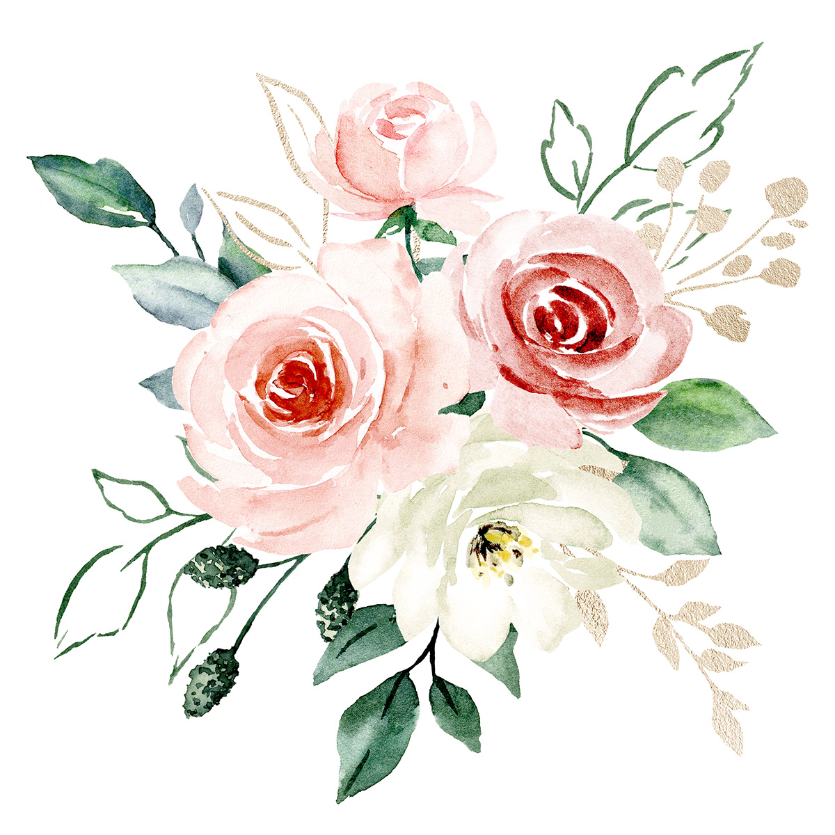 Watercolor flowers clipart. on Behance
