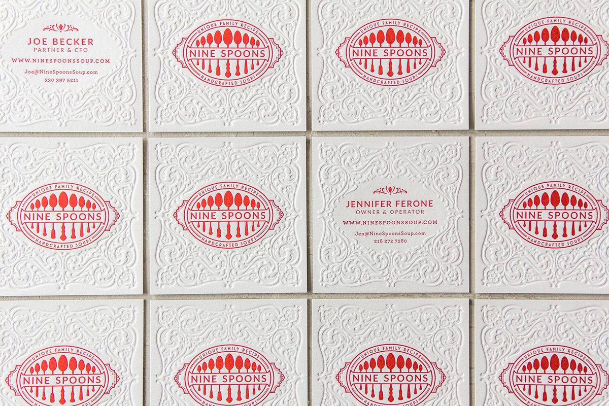 Adobe Portfolio logo identity pattern italian Soup Food  Packaging letterpress Business Cards