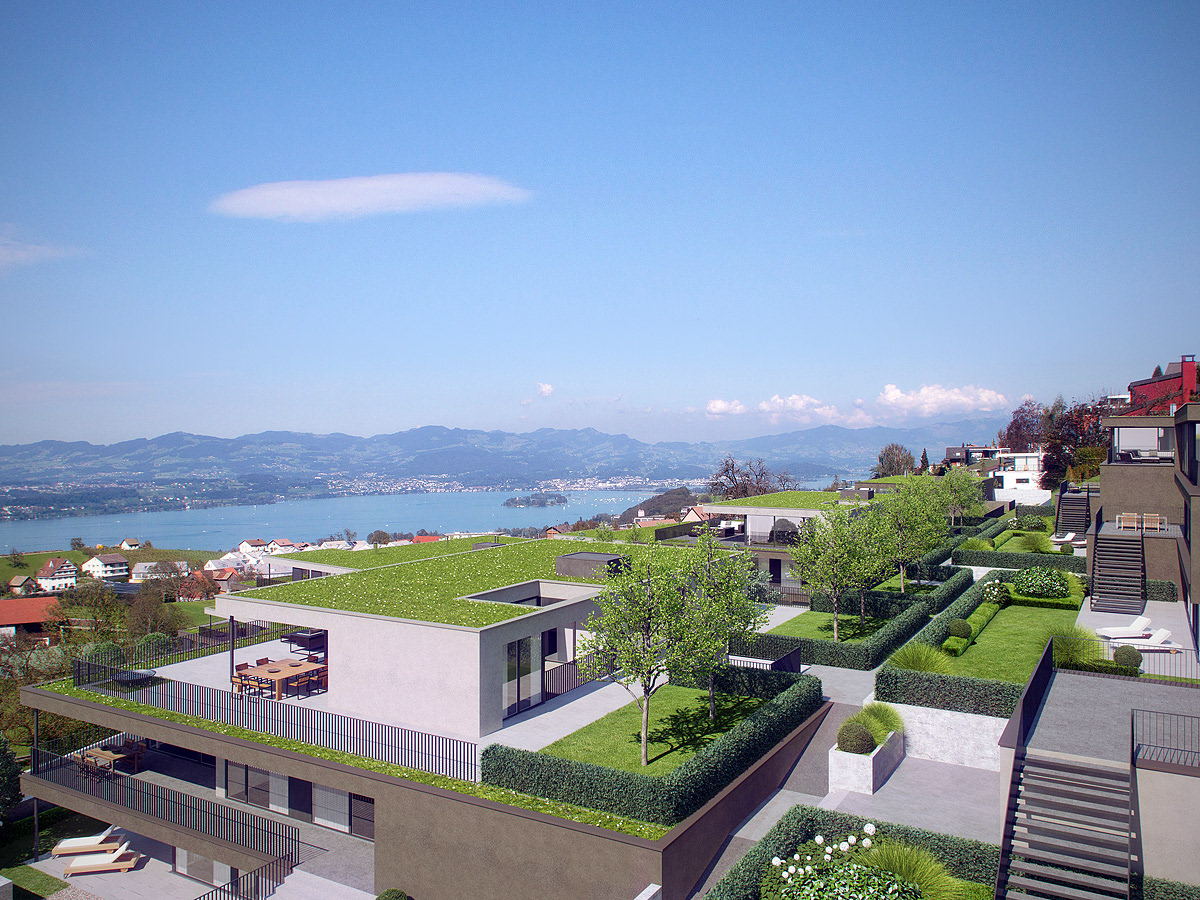 big visual 3D CGI graphics green exteriors plants