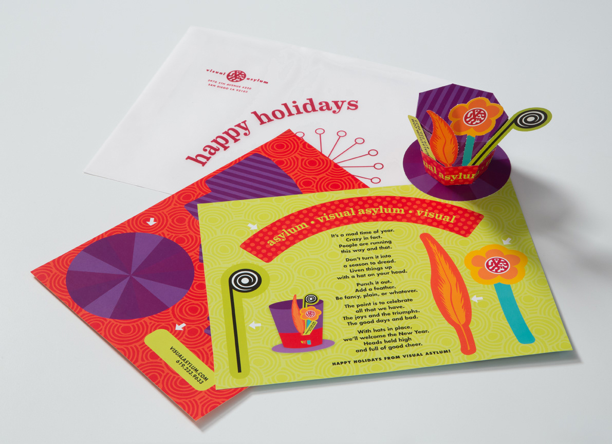 Creative Mailing die-cut promotional direct mail graphic bold colorful Fun