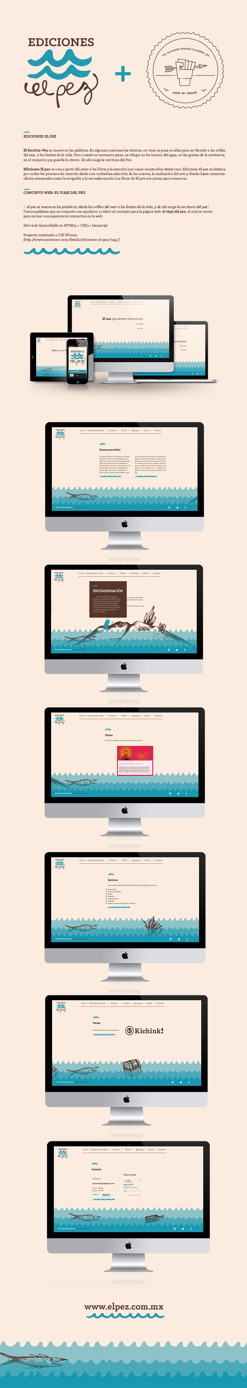 UX concept user interface scroll website horizontal scroll sea fish editorial
