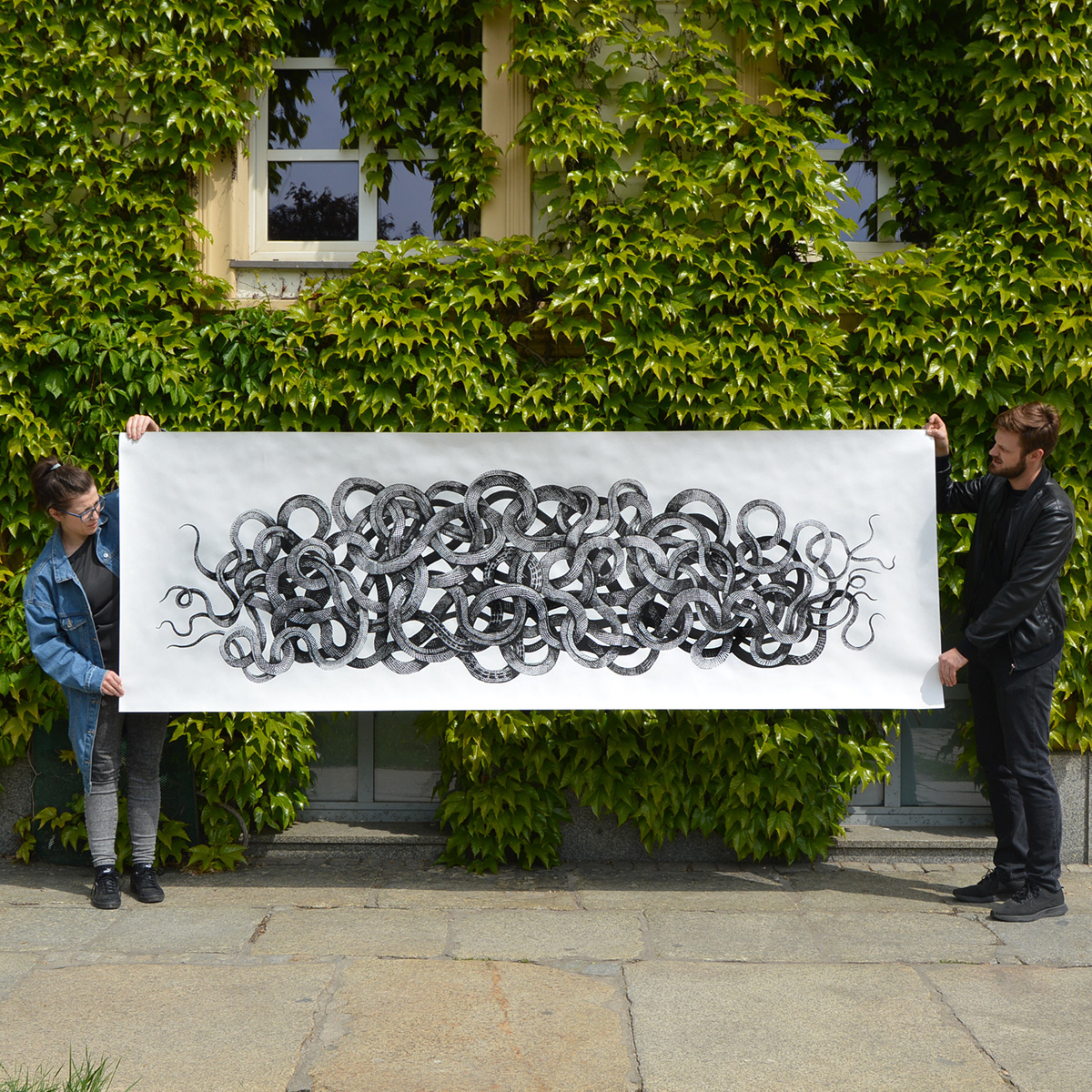 snake reptile serpent czudżak Aleksandra Czudżak ink drawing big drawing garden snakes surreal
