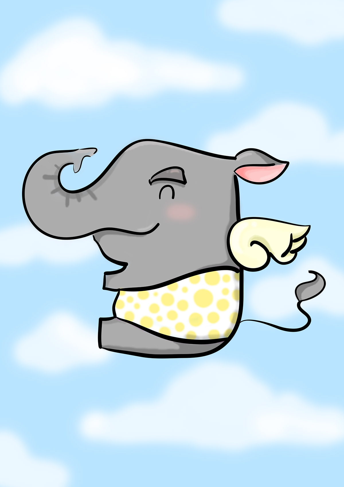 Flying Elephant elephant Fly clouds SKY cute cartoon