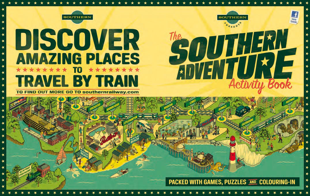 Adobe Portfolio rod hunt Illustrator Pixel art vector map maps advert ad Advertising Campaign Isometric Theme Park rail railway ad campaign illustrated map