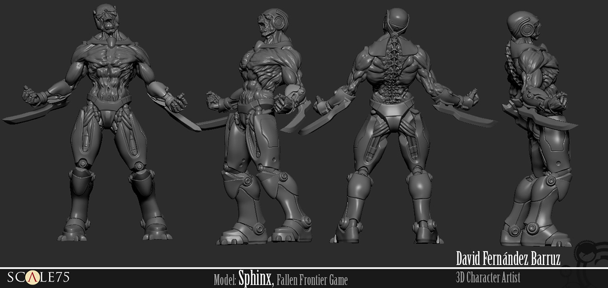 FallenFrontiers Scale74 sphinx zombies Sci Fi harvester Zbrush 3dsmax Miniature