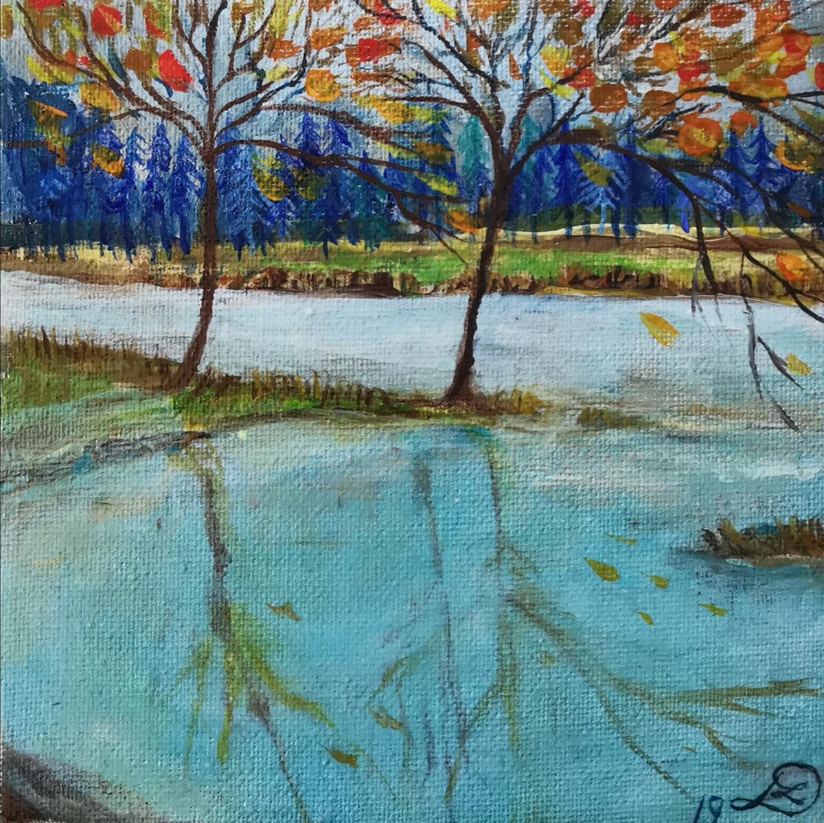 woods forest colour canvas Paintings acrylic autumn