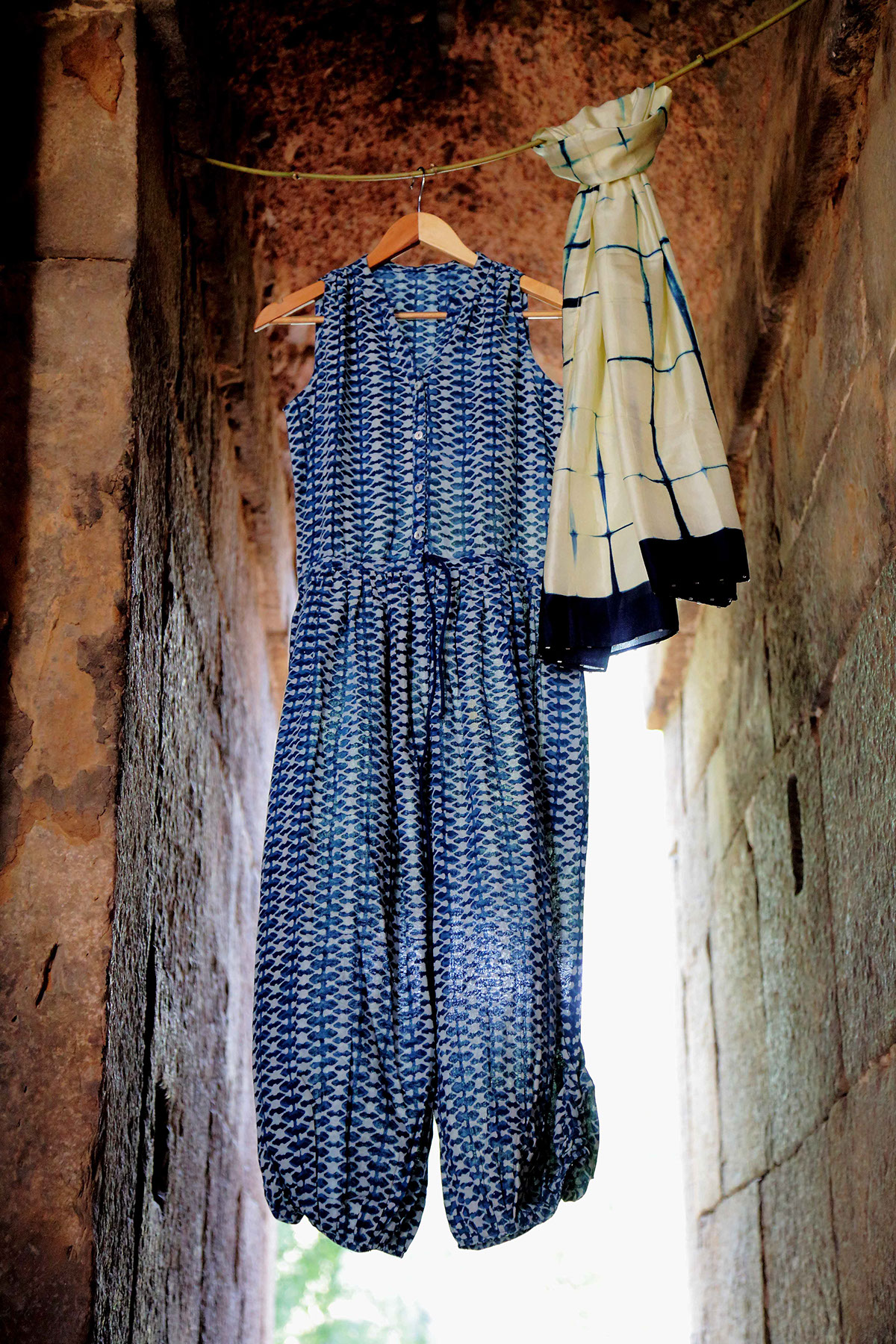 Garments textile Indigo Collection monument shoot Landscape Embroiderry