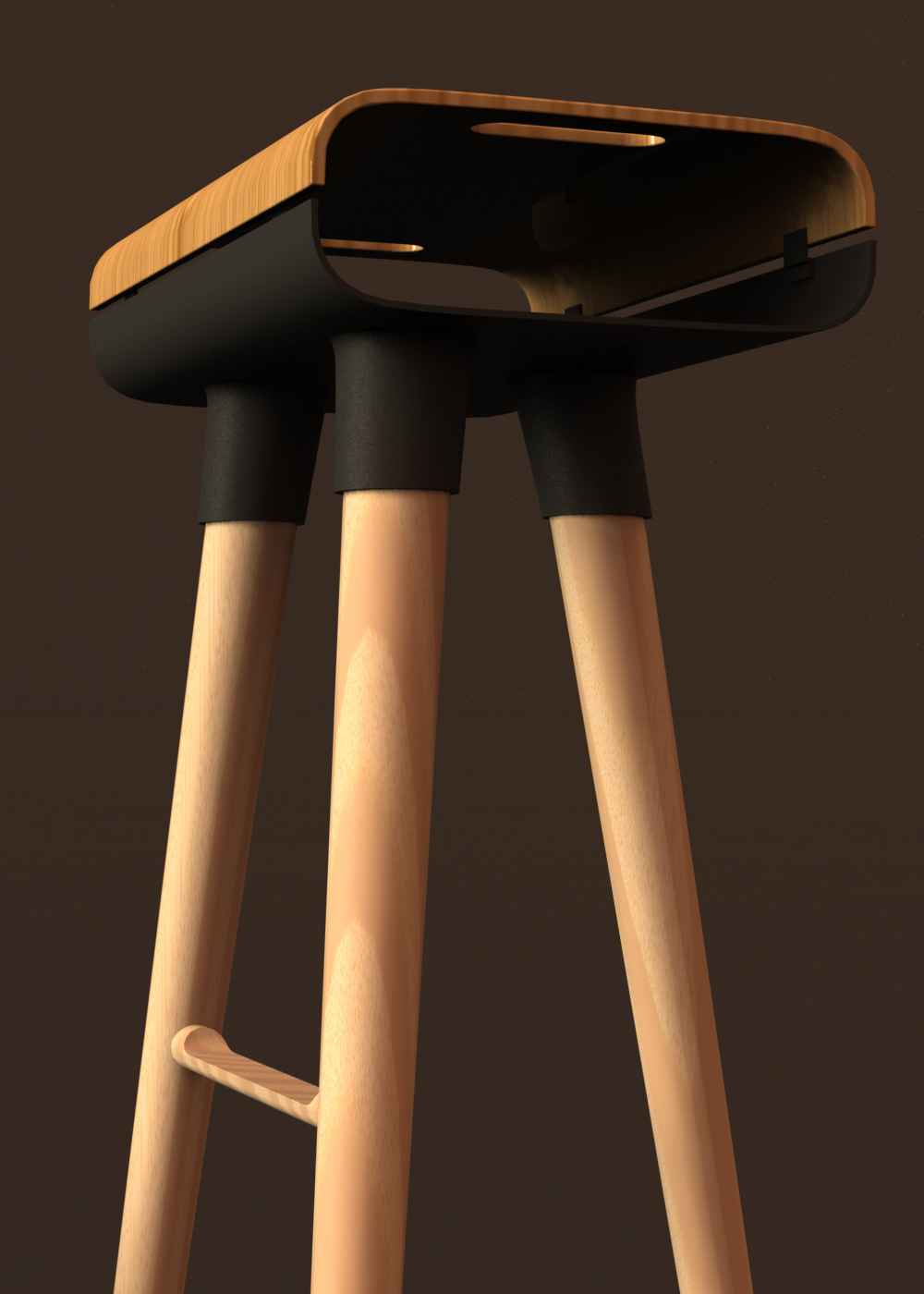 bar stool chair wood metal Render sketch furniture