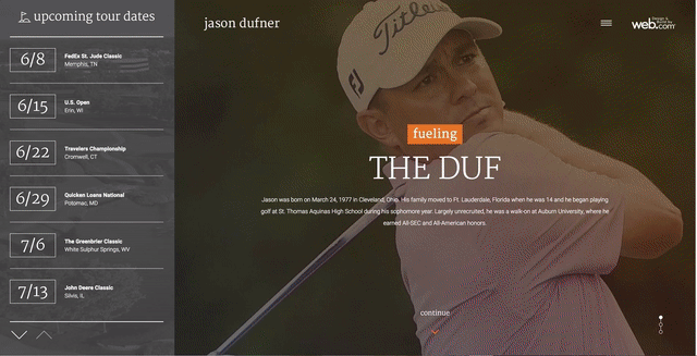 golf sports Website Webdesign professional prosports UI ux storytelling   Responsive