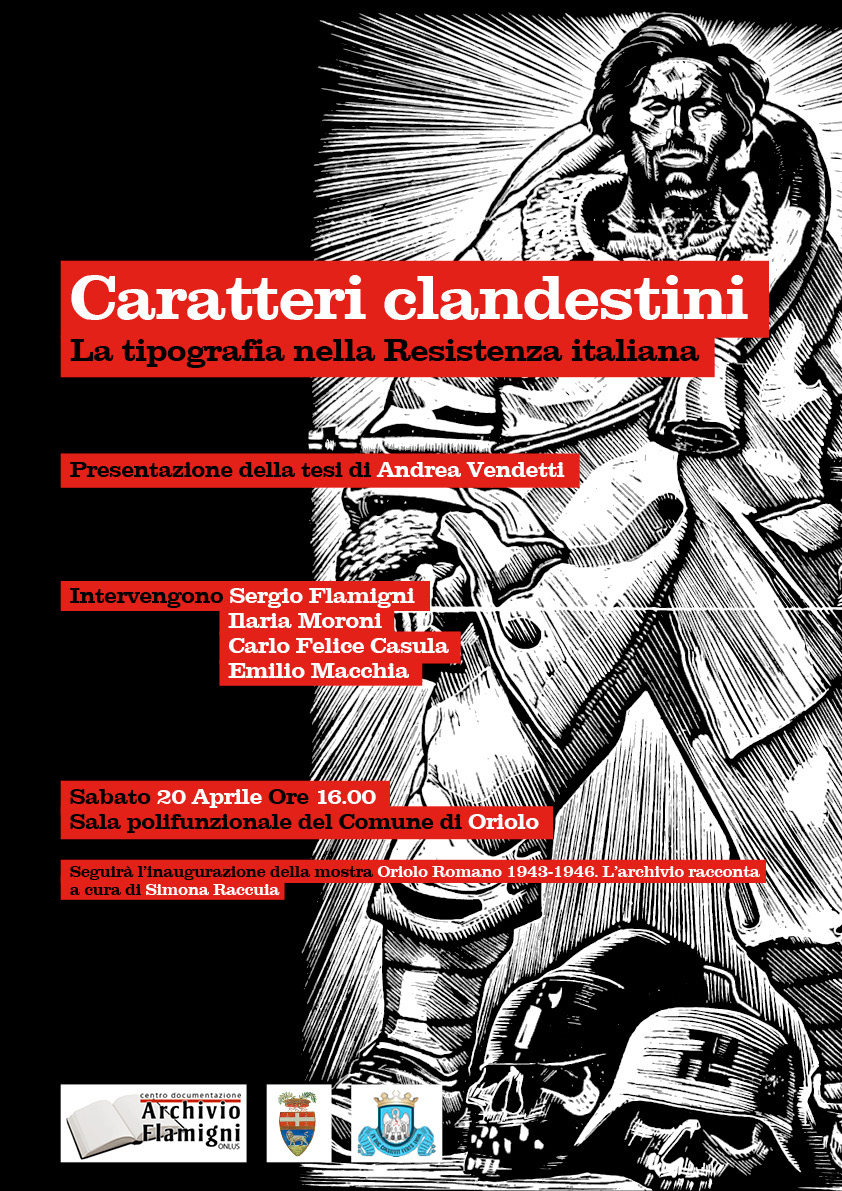 Conferenza lecture partigiani resistenza resistance Partizan manifesto poster caratteri clandestini clandestine types