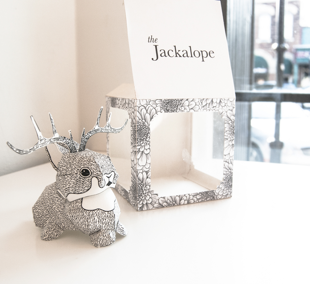 letterpress rabbit bunny antelope paper toy jackalope box floral toy outdoors Nature mythical paper craft paper model origami 