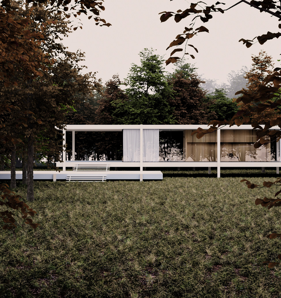 mies van der rohe architecture Minimalism exterior archviz Render modern 3D visualization 3dsmax vray