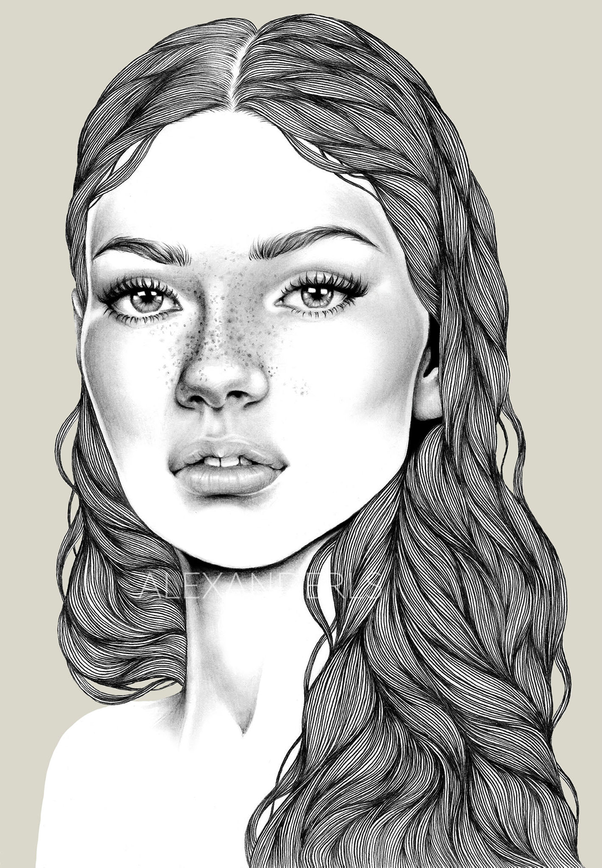 art Drawing  ILLUSTRATION  sketch portrait beauty Fashion  model fashion model eyes hair pencil Illustrator girl women beauty