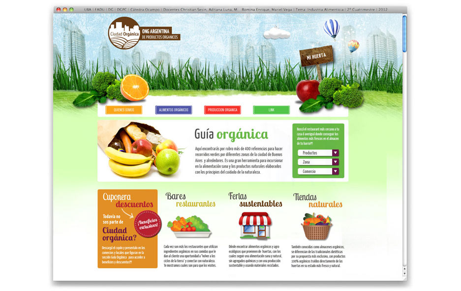 Web development organic Food 