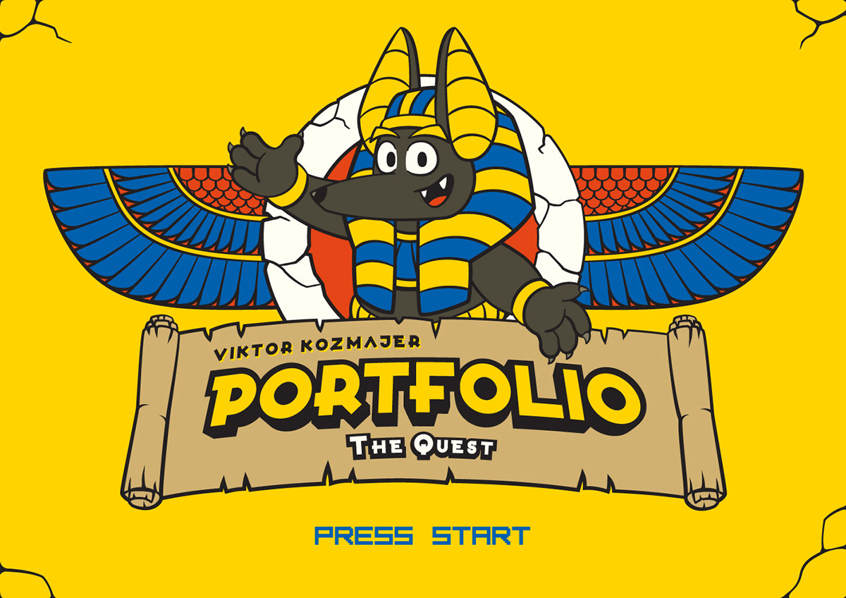 Cover of my game artist portfolio. Portfolio – The Quest