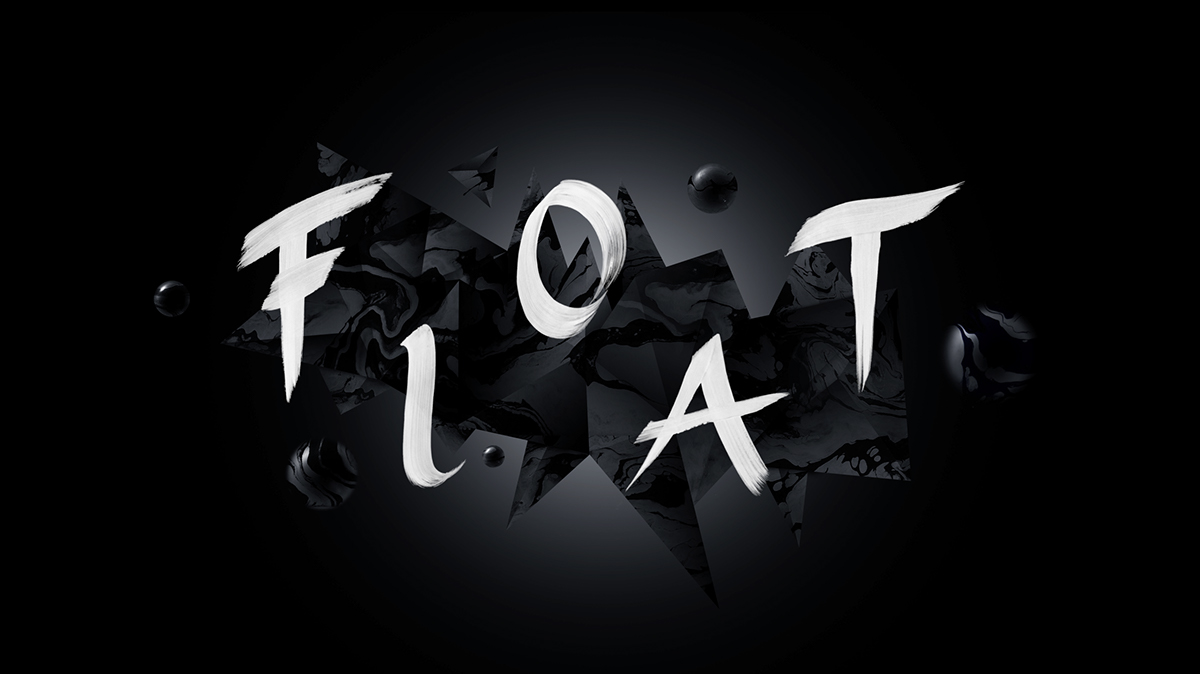 polygon Black&white fluid float abstract triangle type letters lettering paint brush letters 3d ball