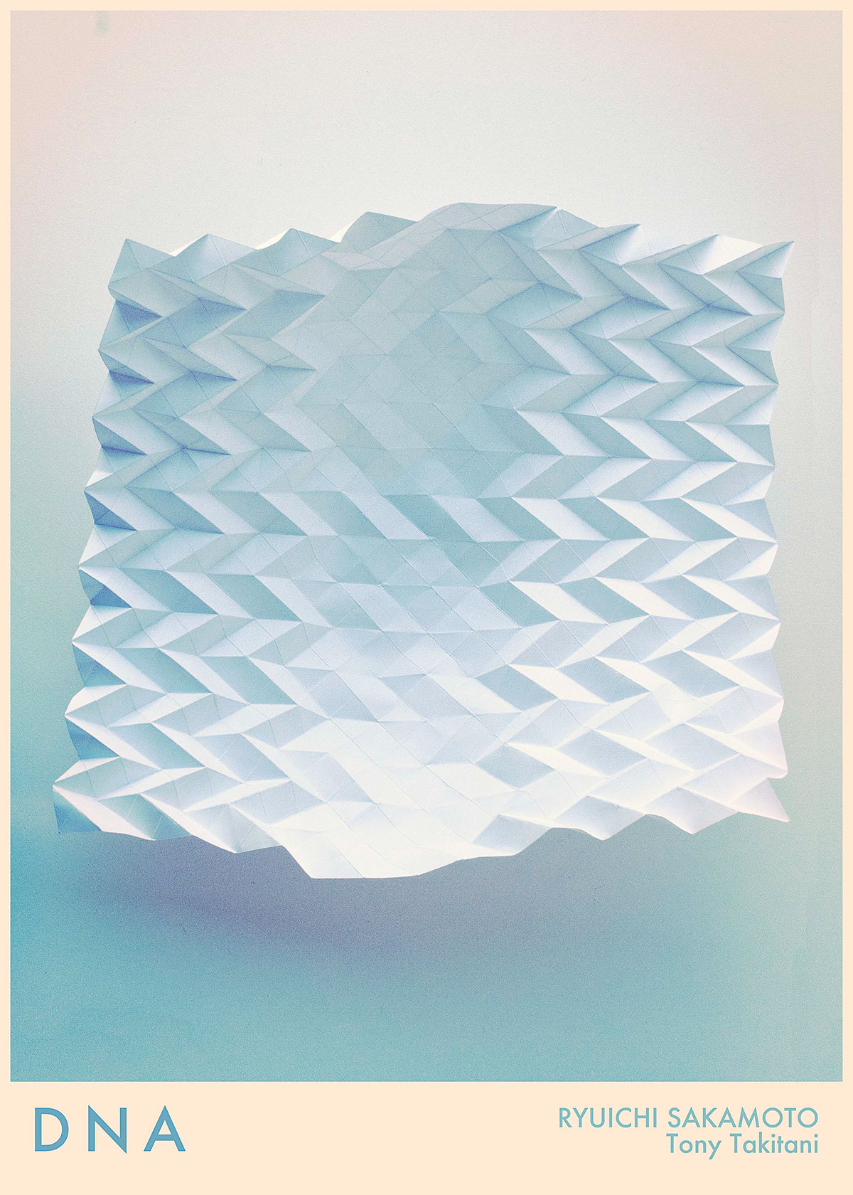 tesselation poster music poster paper paper folding origami  geometry geometric DNA ryuichi sakamoto folded pattern papercraft Miura Ori