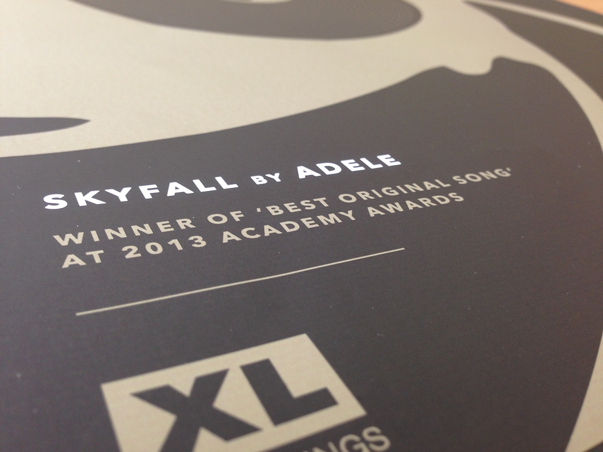 Adele skyfall james bond Oscars Awards record vinyl oscar award XL recordings xl records