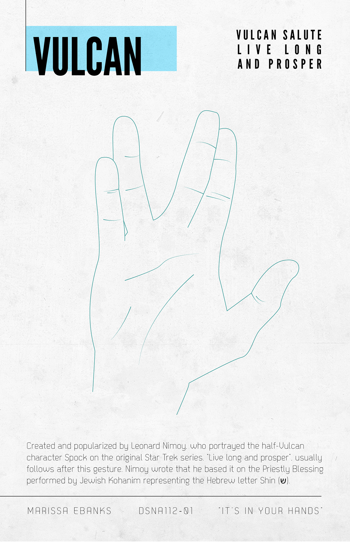hands gesture vulcan Star Trek greeting insult graphic design Contour colour color assignment mari-eb marissa ebanks