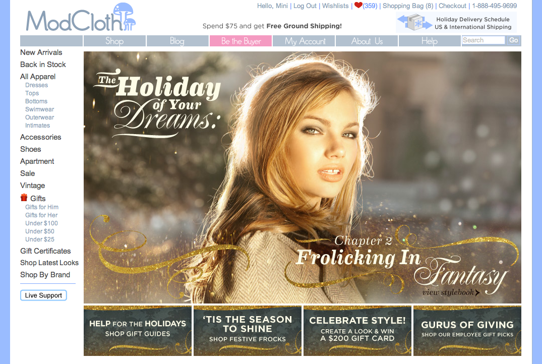 Web ecom Lookbook stylebook Retail Shopping Holiday modcloth