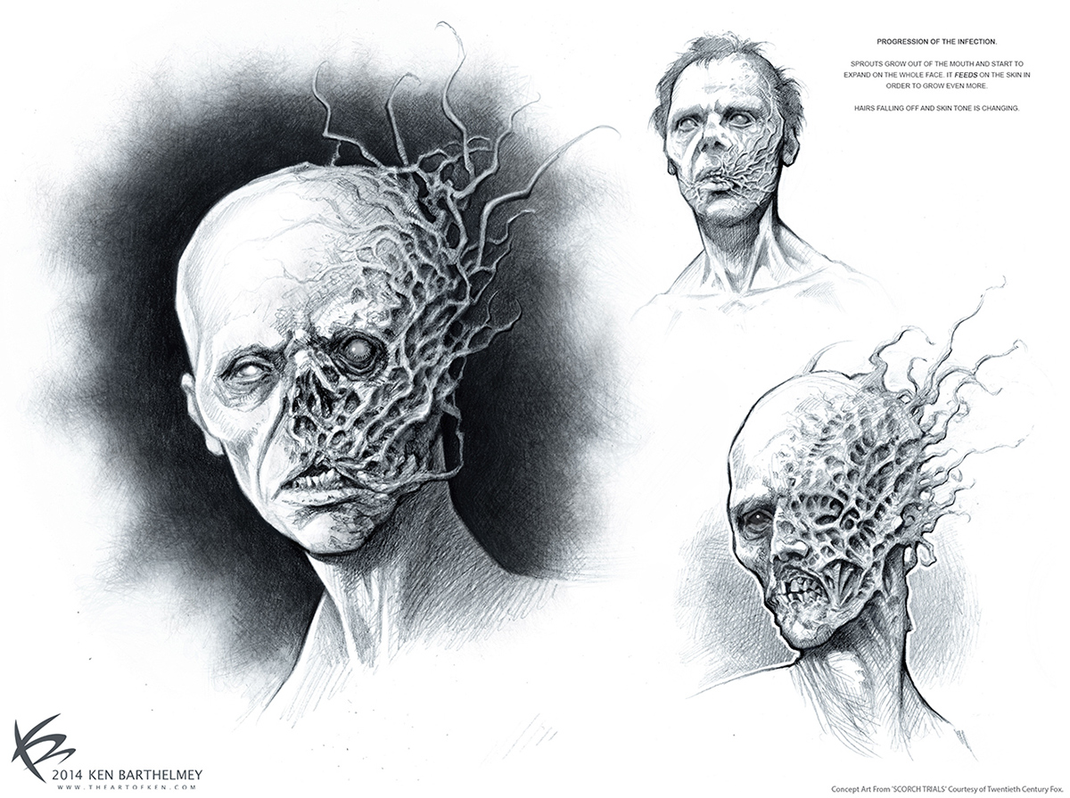 scorch trials maze runner crank zombie Scary concept art creature monster James Dashner science fiction horror Zbrush modo