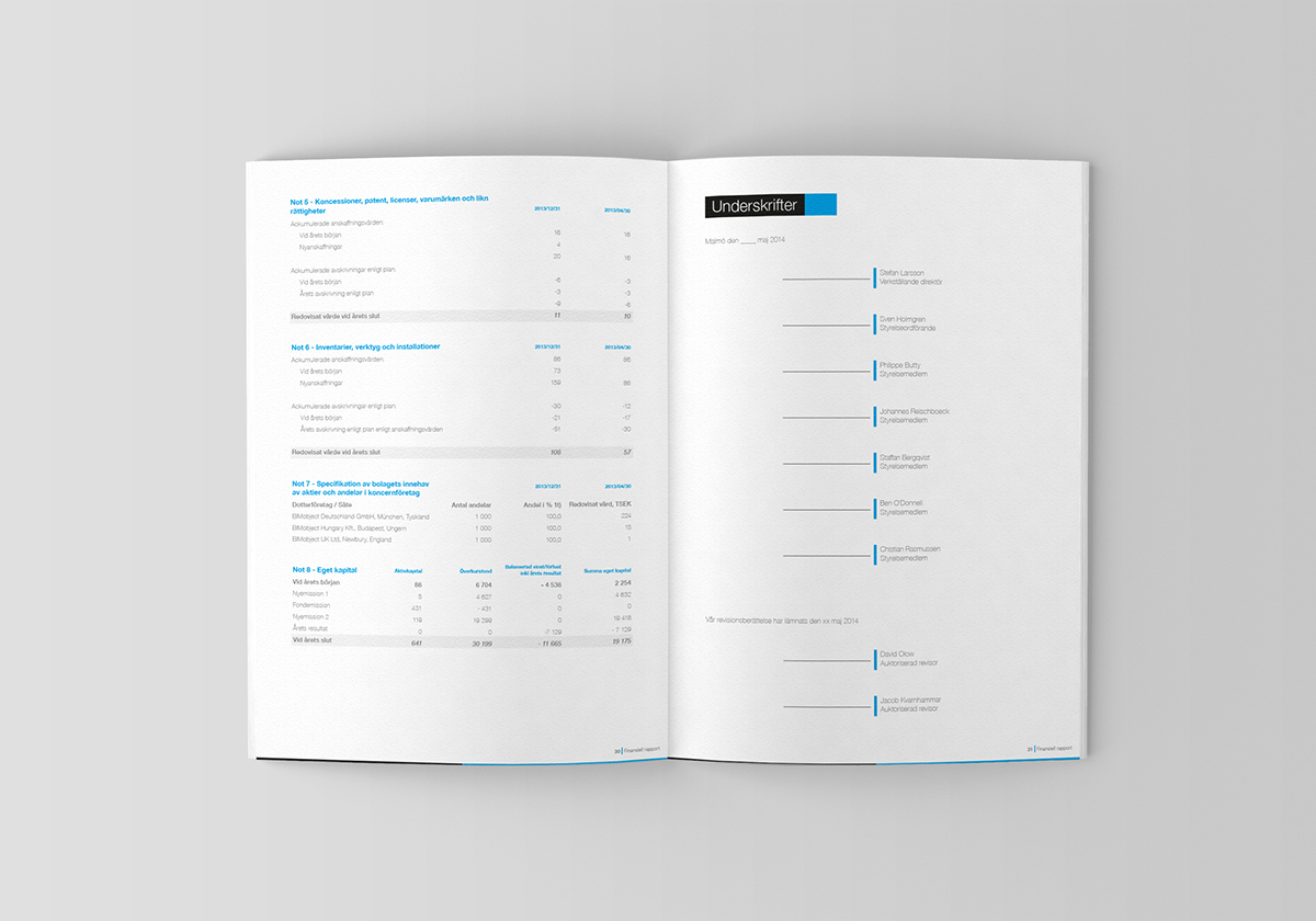 annual report sustaintive Corporate Design corporate document Annual Report 2014 BIMobject minimal design