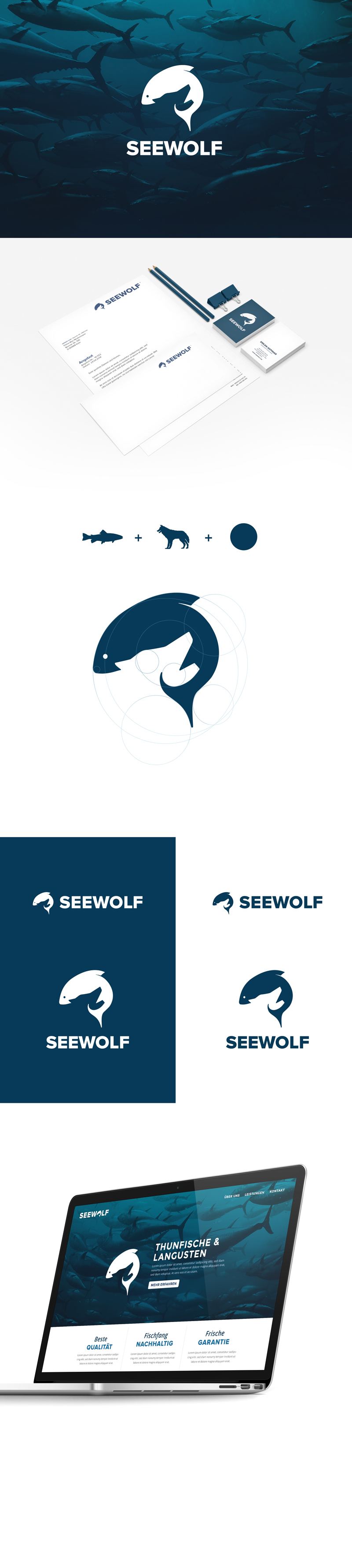 see sea fish wolf seawolf One Page flat design one pager minimal elegant parallax