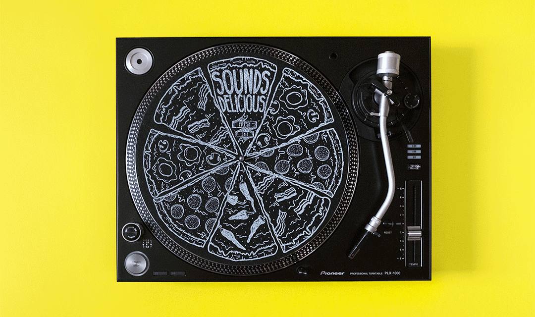 Pioneer turntable Drum and Bass beats Pizza rave hip hop Slipmat sound