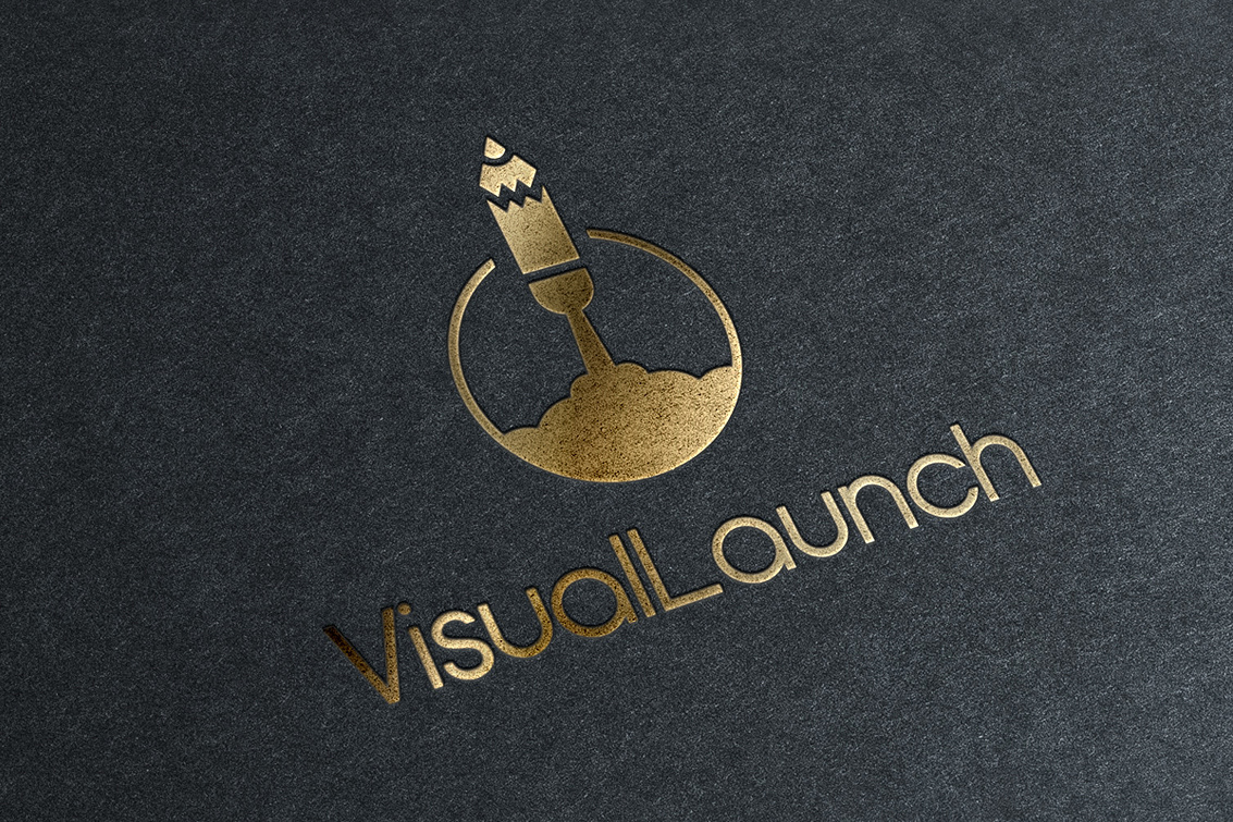 visual launch rocket logo simplistic minimalistic creative Startup Tech logo design negative space blue