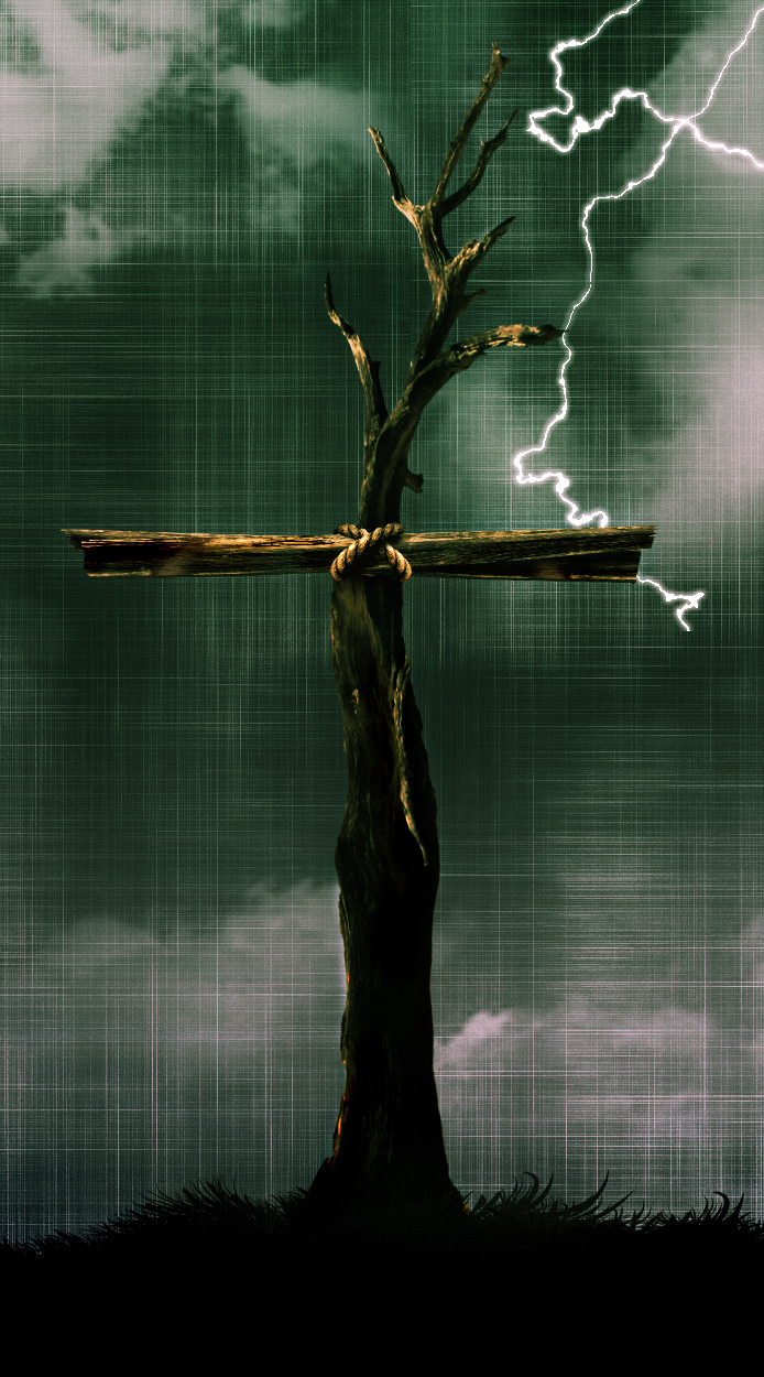 cross christ good friday Easter Emotional religious Christian dark stormy lightning poster calvary golgotha