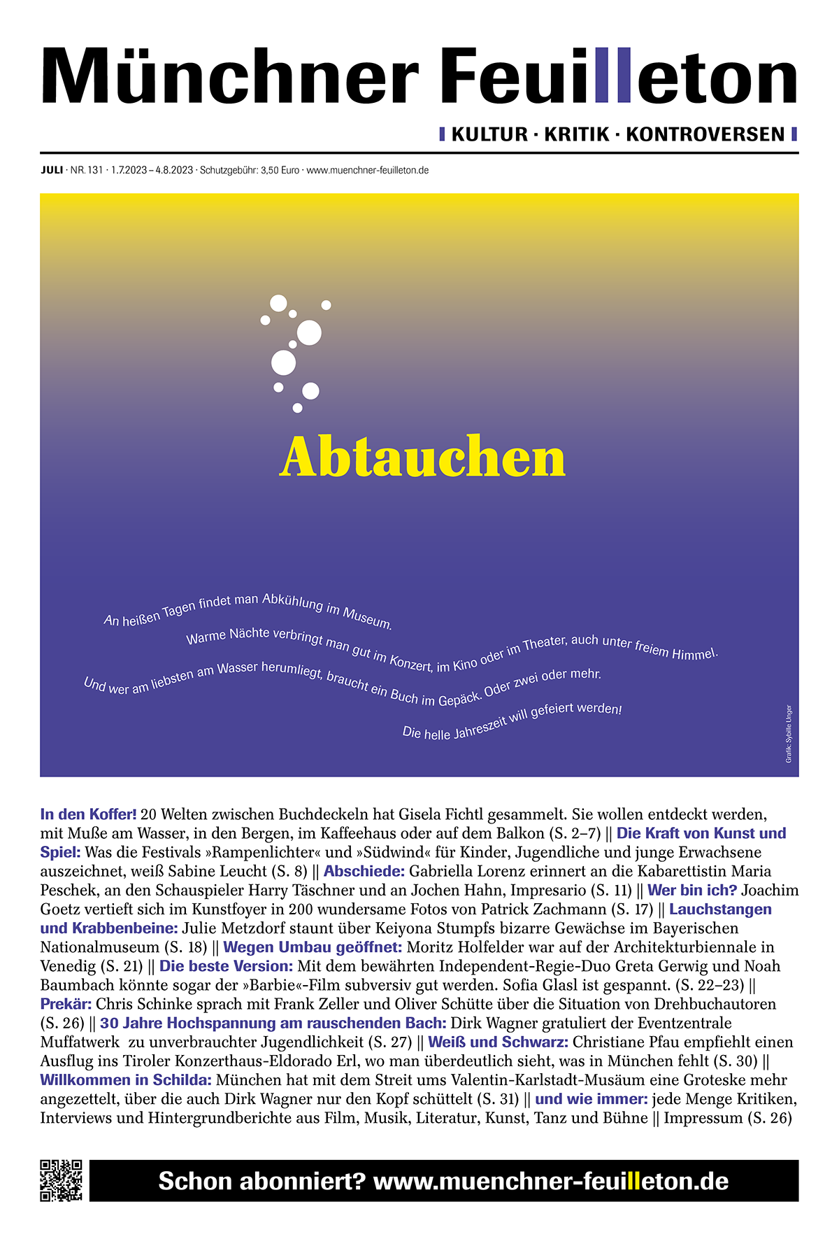 Abtauchen: Münchner Feuilleton Ausgabe Julia Nr. 131