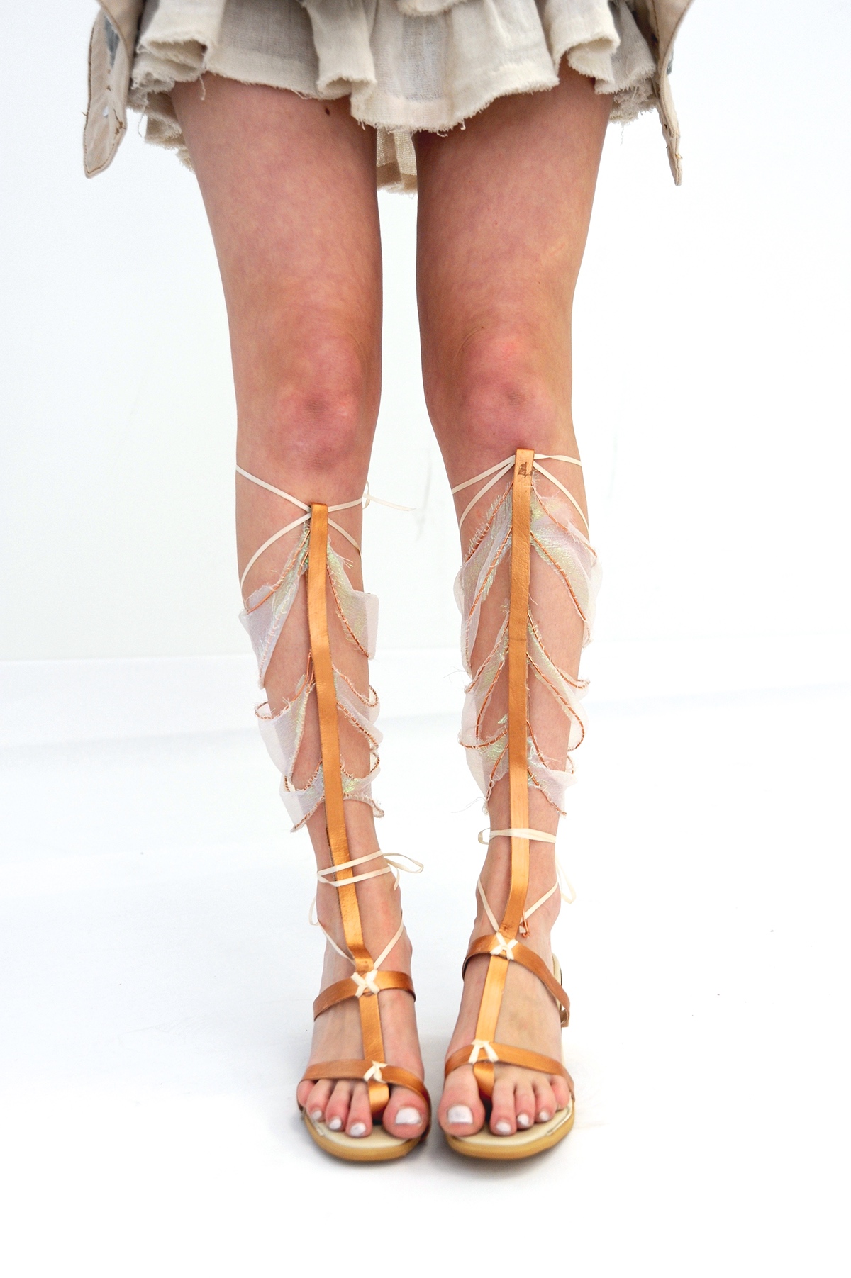 Gladiator Sandals shoes wire fabric Iridescence